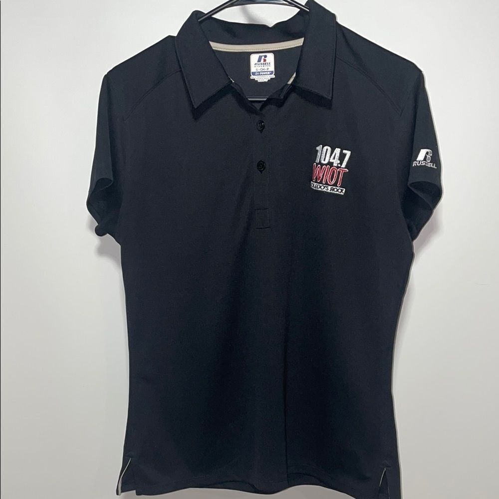 Russell Black Embroidered Polo Shirt